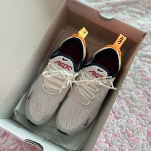 Nike White and Orange Low-Top Sneakers